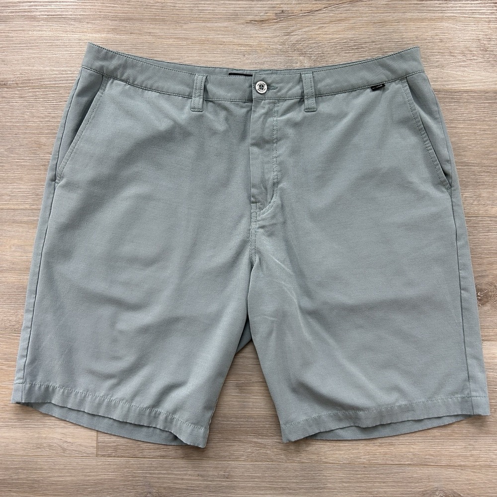 Travis Mathew Mens 38 Green Micro‎ Stripe Performance Golf Chino Shorts Casual